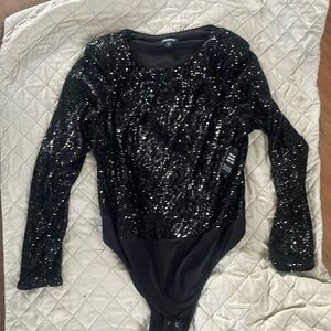 Express black shimmer body suit